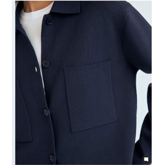 Babaton Womens Society Sweater Knit Size Large Navy Blue Jacket Schaket Aritzia - Picture 10 of 12